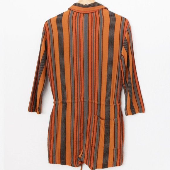 James Perse Short Vintage Stripe Jumpsuit Romper Size S Retro Collar Button $325 - Picture 6 of 16